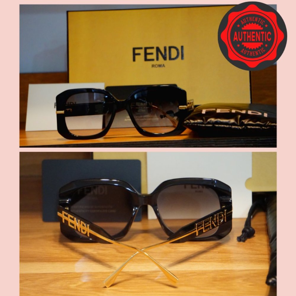 New FENDI FE40065I Fendigraphy Sunglasses Black / Gold - Picture 4 of 5